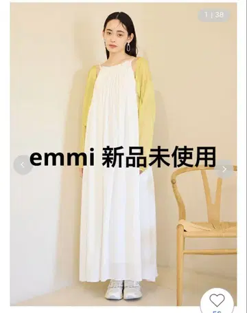emmi 화이트 슬리브리스 롱 원피스