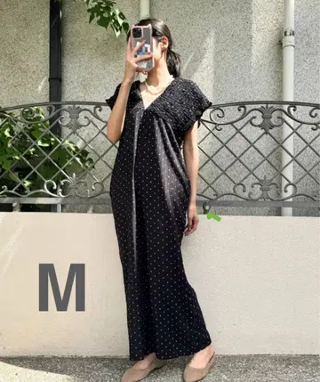 시마무라 Lax Dan Tia 셔링 살로펫 도트 블랙 M