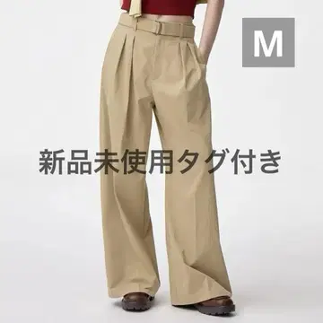 GU 벨티드 와이드 팬츠 베이지 M 사이즈