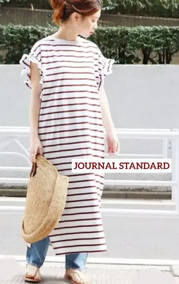 JOURNAL STANDARD 클리어 코튼 프릴 보더 원피스