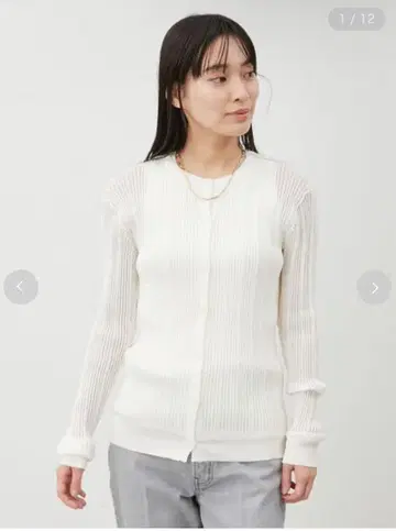 Mila Owen 시어 리브 앙상블 니트 가디건