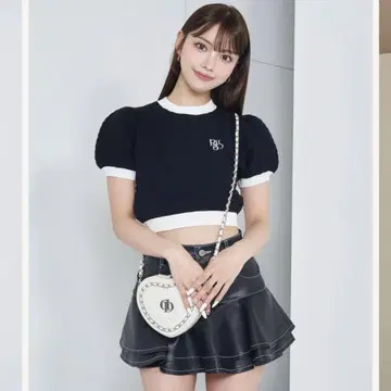 darich 백리본 퍼프숄 니트탑