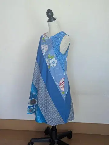 유카타 리메이크 원피스 크레이지 패턴 사선 조합