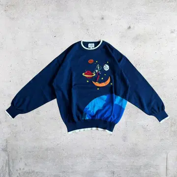 [새상품급] vintage 까스텔바작 파랑 니트 자수 골프 일본제
