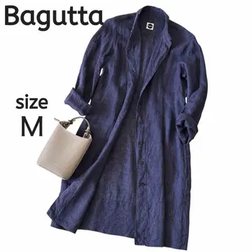 BAGUTTA 바구타 셔츠 린넨 롱 겉옷 M 네이비 계열