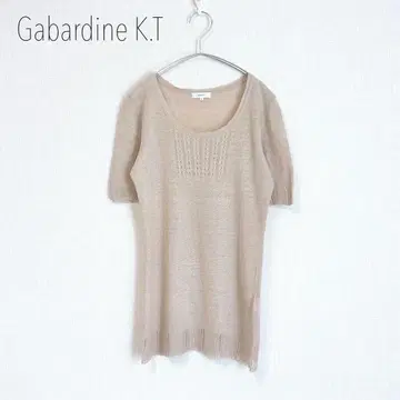 Gabardine K.T 린넨 반팔 니트 린넨 100% 썸머 니트 베이지
