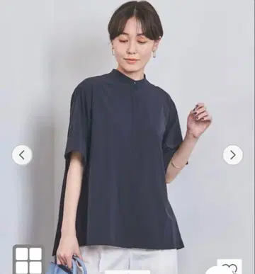 유나이티드 애로우즈 백 플리츠 5부 소매 블라우스