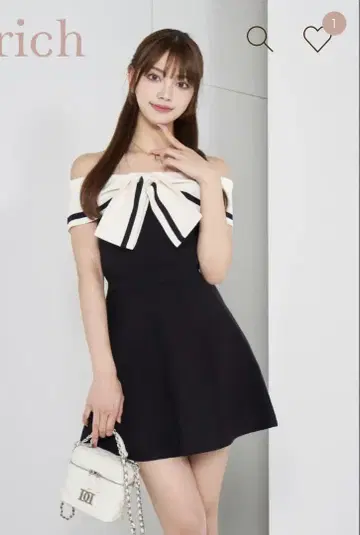 darich 오프숄더 리본 포함 미니 원피스