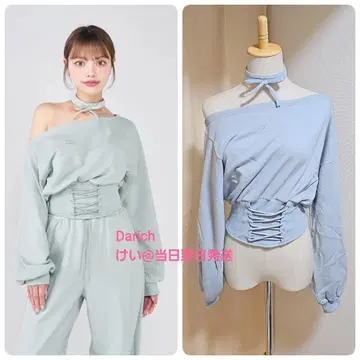 Darich 다리치 레이스업 원숄더 맨투맨 상의 SAX