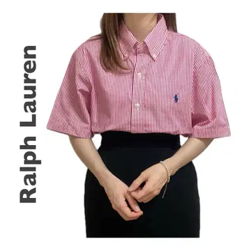 Ralph Lauren 셔츠 스트라이프 코튼 원포인트 자수 로고