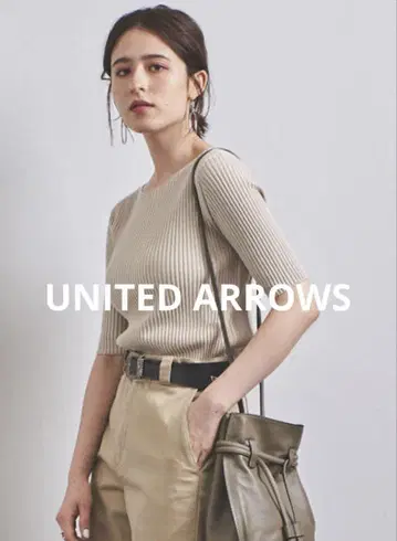UNITED ARROWS 유나이티드 애로우즈 리브 보트넥 5부 소매 니트