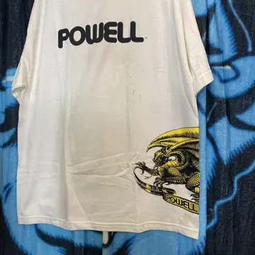 POWELL 드래곤 프린트 T셔츠 화이트 XL