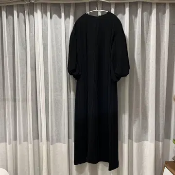 미라오웬 블랙 롱 원피스 벌룬 슬리브 포멀 졸업식 결혼식