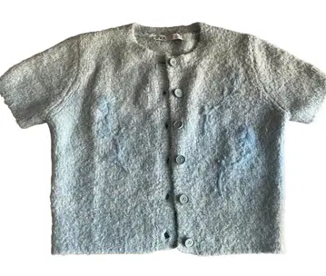 울 혼방 그레이 반팔 가디건 [ZARA]