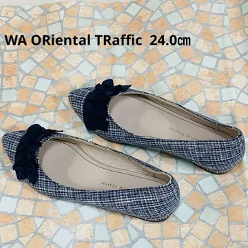 오리엔탈 트래픽 프릴 플랫 펌프스 체크 블루 24cm