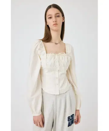 MOUSSY PUFF SLEEVE CORSET FIT 블라우스