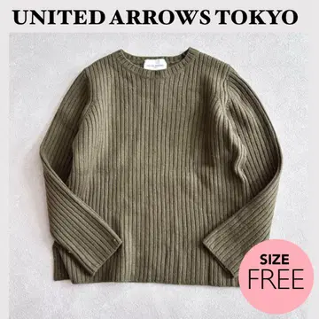 UNITED ARROWS TOKYO 리브 니트 카키 울 100%