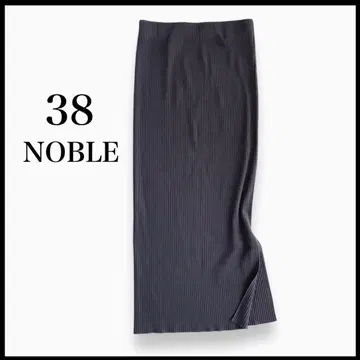 NOBLE 토탄 골지 타이트 스커트 38 그레이