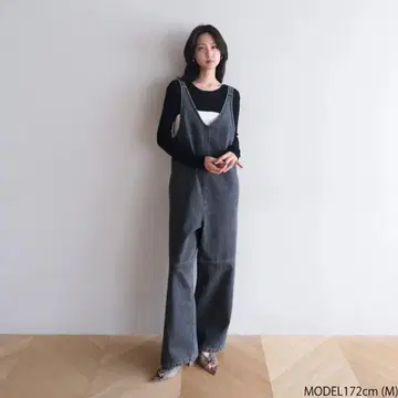 시룸린 데님 멜빵바지 (그레이)