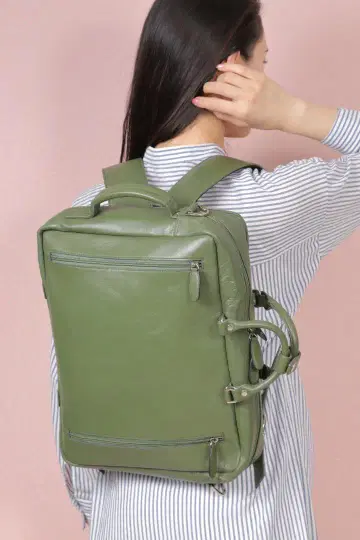 천연 가죽 4way 백팩 백팩 모스그린 백팩