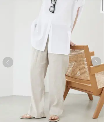 새상품 SLOBE IENA 린넨 혼방 릴랙스 테이퍼드 팬츠 베이지 36