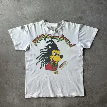 90s 미키 패러디 티셔츠 화이트 L 라스타/드레드/밥 말리