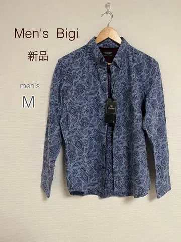 Men's Bigi 페이즐리 무늬 긴팔 셔츠 M 새상품 남성용 Bigi