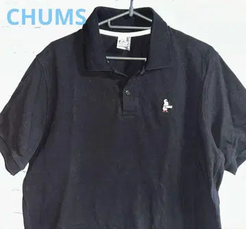 인기 CHUMS 블랙 피케 셔츠 자수 로고