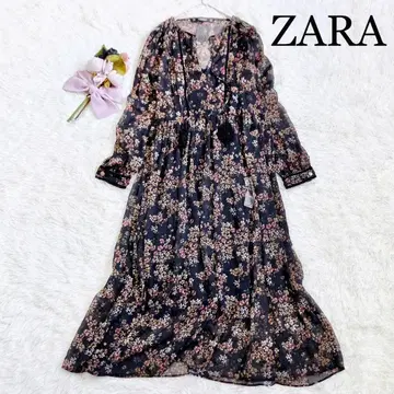 ZARA 자라 클래시컬 플라워 시어 에스닉 롱 원피스 비침