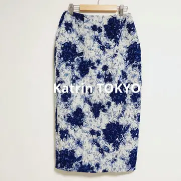 새상품급 Katrin TOKYO 플라워 자카드 스커트 블루 롱