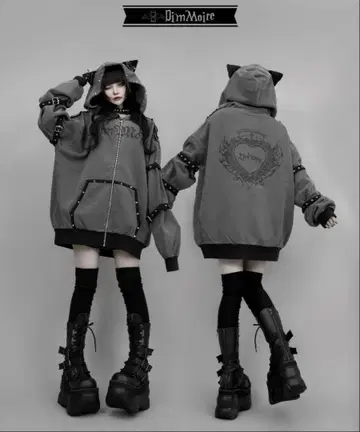 DimMoire [딤모아르] Evil Cat 후드티 Gray