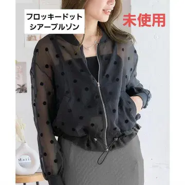 [미사용] 플로키 도트 시어 블루종 블랙 M_L