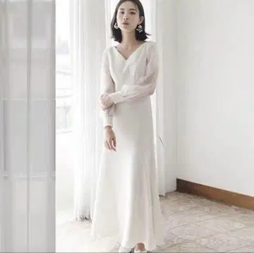 소매가 있는 슬렌드 드레스 웨딩 드레스 빅 사이즈 LL