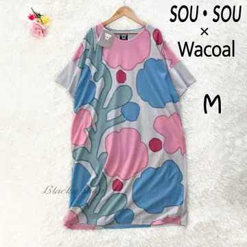 [미사용] 소우소우 x 와코루 원피스 6분 소매 꽃무늬 M 그레이
