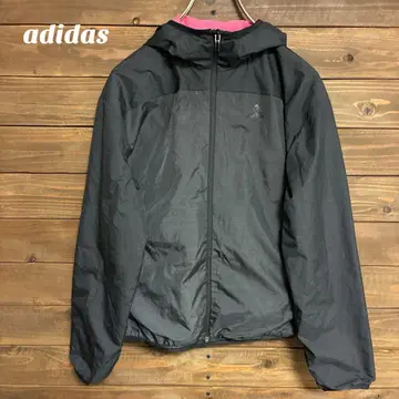 [아디다스] adidas 블랙 후드 부착 나일론 자켓 S