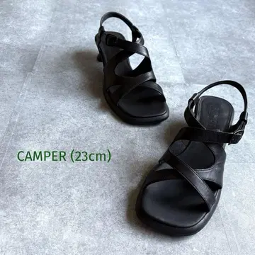 [새상품급] 캠퍼 앵클 스트랩 가죽 샌들 23cm 블랙