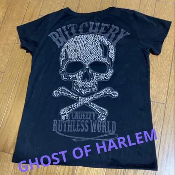 [ GHOST OF HARLEM ] 반짝이 스톤 스컬 디자인 반팔 티셔츠