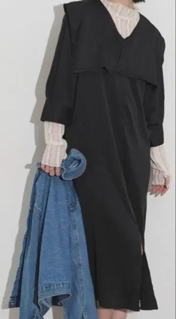 새상품 안티로자 aunt maries 빅 컬러 원피스 블랙
