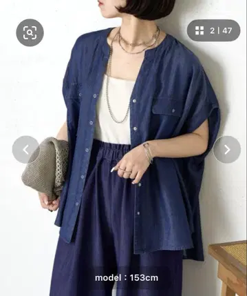 제나에스파스메르베이유 숏 슬리브 텐셀 데님 셔츠 미사용 새상품