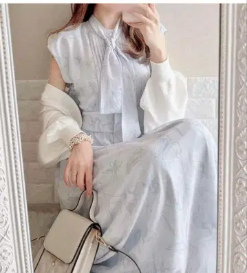 토코 클로젯 보타이 리본 플라워 시어 원피스