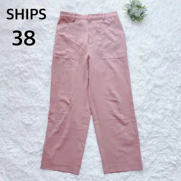쉽스 SHIPS 스트레이트 팬츠 얇은 소재 핑크 38 캐주얼