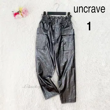 [미사용] uncrave 포일 팬츠 롱 메탈 블랙 1