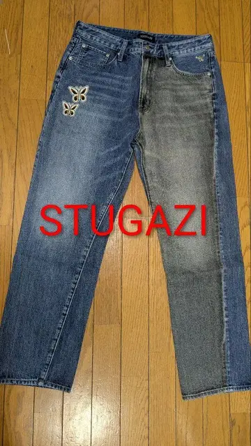 STUGAZI 버터플라이 자수 데님 청바지 32인치