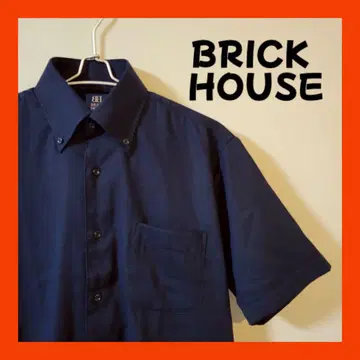 BRICK HOUSE 네이비 버튼 다운 반팔 셔츠