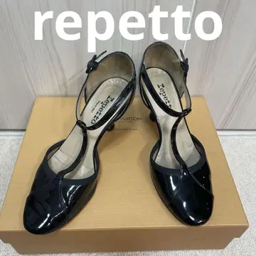 repetto 펌프스 에나멜 T 스트랩 블랙