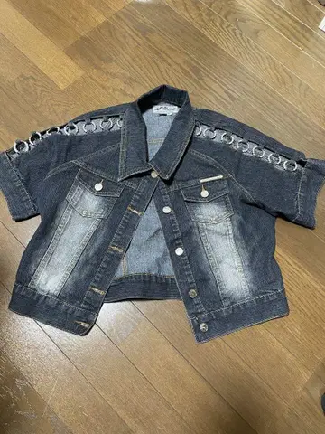 다크 블루 숏 기장 데님 자켓