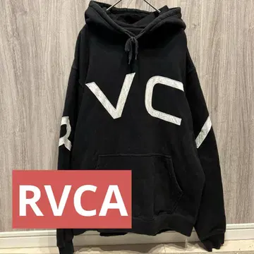[새상품급] RVCA 인기 빅 로고 빅 실루엣 블랙 후드티 구제 M
