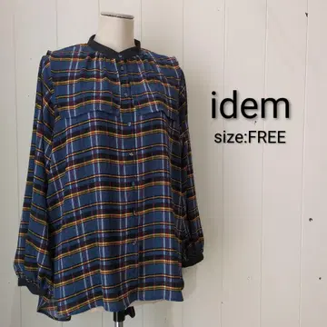 이뎀 idem 세일러 카라 체크 블라우스 블루 계열 FREE