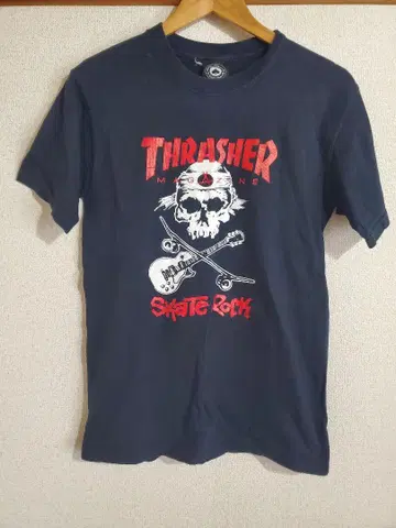 THRASHER 스컬 기타 T셔츠 블랙 90s