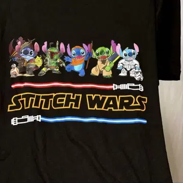 STITCH WARS 블랙 티셔츠 스티치 스타 워즈 M